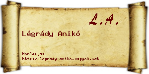 Légrády Anikó névjegykártya